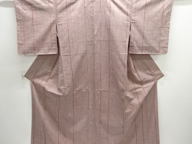 縞織り出し手織り紬着物